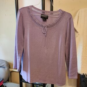Requirements Lavendar Eyelet-Neck Blouse